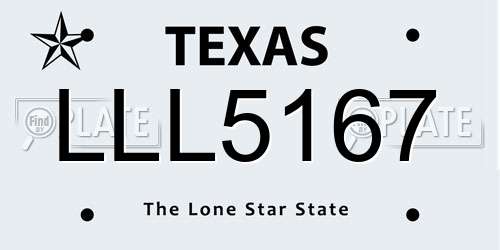 LLL5167 Texas License Plate