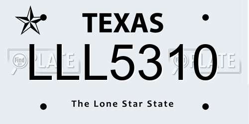 LLL5310 Texas License Plate