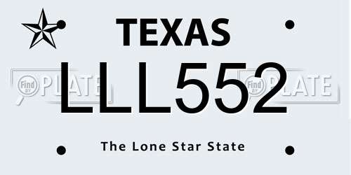 LLL552 Texas License Plate