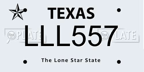 LLL557 Texas License Plate