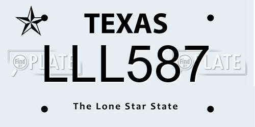 LLL587 Texas License Plate