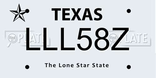 LLL58Z Texas License Plate