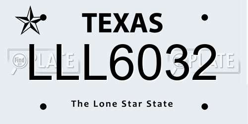 LLL6032 Texas License Plate