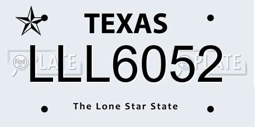LLL6052 Texas License Plate