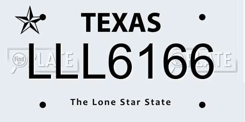 LLL6166 Texas License Plate