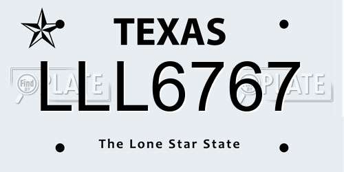 LLL6767 Texas License Plate