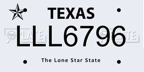 LLL6796 Texas License Plate