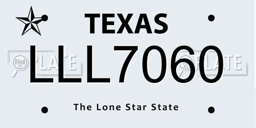 LLL7060 Texas License Plate