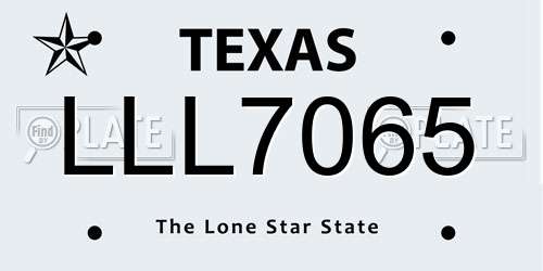 LLL7065 Texas License Plate