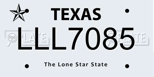 LLL7085 Texas License Plate