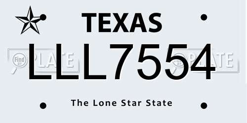 LLL7554 Texas License Plate