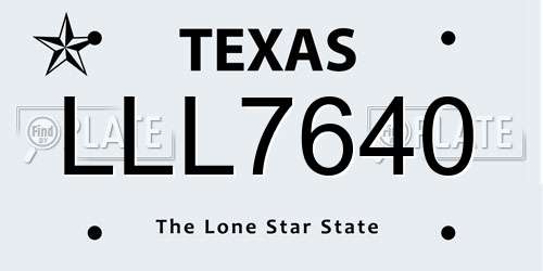 LLL7640 Texas License Plate