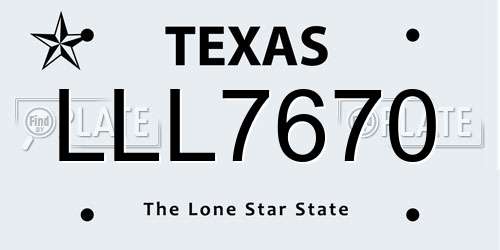 LLL7670 Texas License Plate