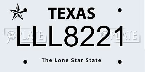 LLL8221 Texas License Plate