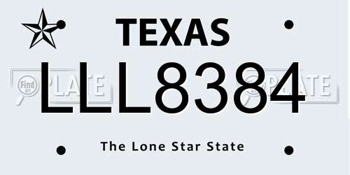 LLL8384 Texas License Plate