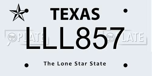 LLL857 Texas License Plate
