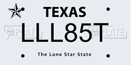 LLL85T Texas License Plate