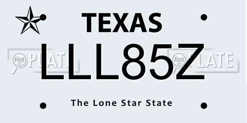 LLL85Z Texas License Plate