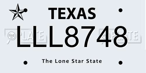 LLL8748 Texas License Plate