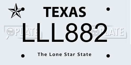 LLL882 Texas License Plate