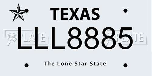 LLL8885 Texas License Plate