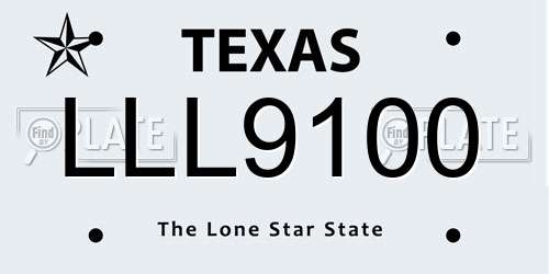 LLL9100 Texas License Plate