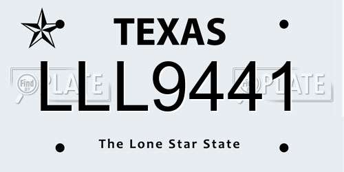 LLL9441 Texas License Plate