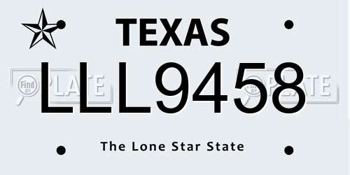 LLL9458 Texas License Plate