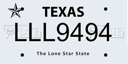 LLL9494 Texas License Plate