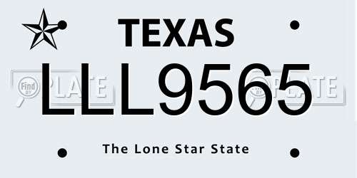 LLL9565 Texas License Plate