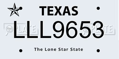 LLL9653 Texas License Plate