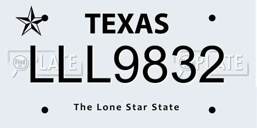LLL9832 Texas License Plate
