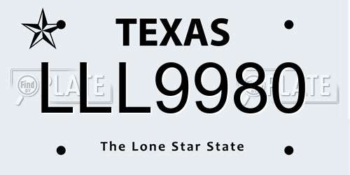 LLL9980 Texas License Plate