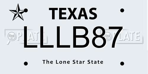 LLLB87 Texas License Plate