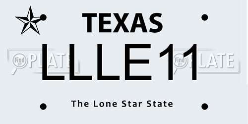 LLLE11 Texas License Plate