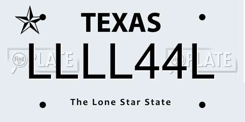 LLLL44L Texas License Plate