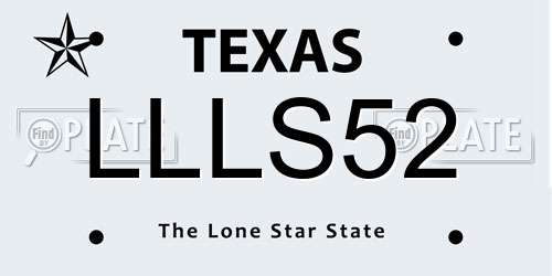 LLLS52 Texas License Plate