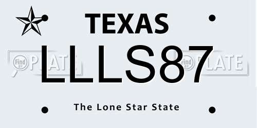 LLLS87 Texas License Plate