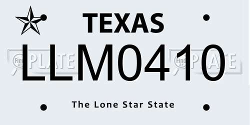LLM0410 Texas License Plate