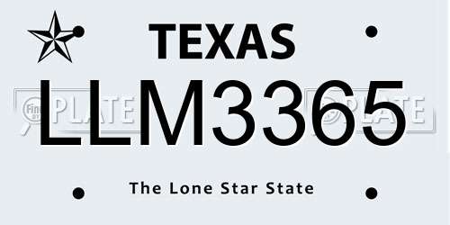 LLM3365 Texas License Plate