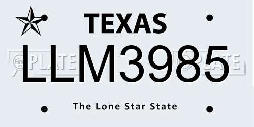 LLM3985 Texas License Plate