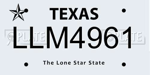 LLM4961 Texas License Plate