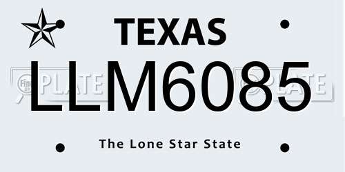 LLM6085 Texas License Plate