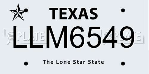 LLM6549 Texas License Plate