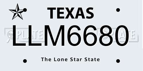 LLM6680 Texas License Plate