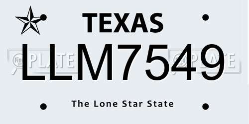 LLM7549 Texas License Plate