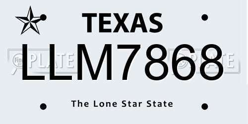 LLM7868 Texas License Plate