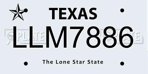 LLM7886 Texas License Plate