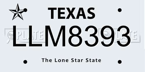 LLM8393 Texas License Plate