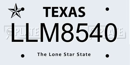 LLM8540 Texas License Plate